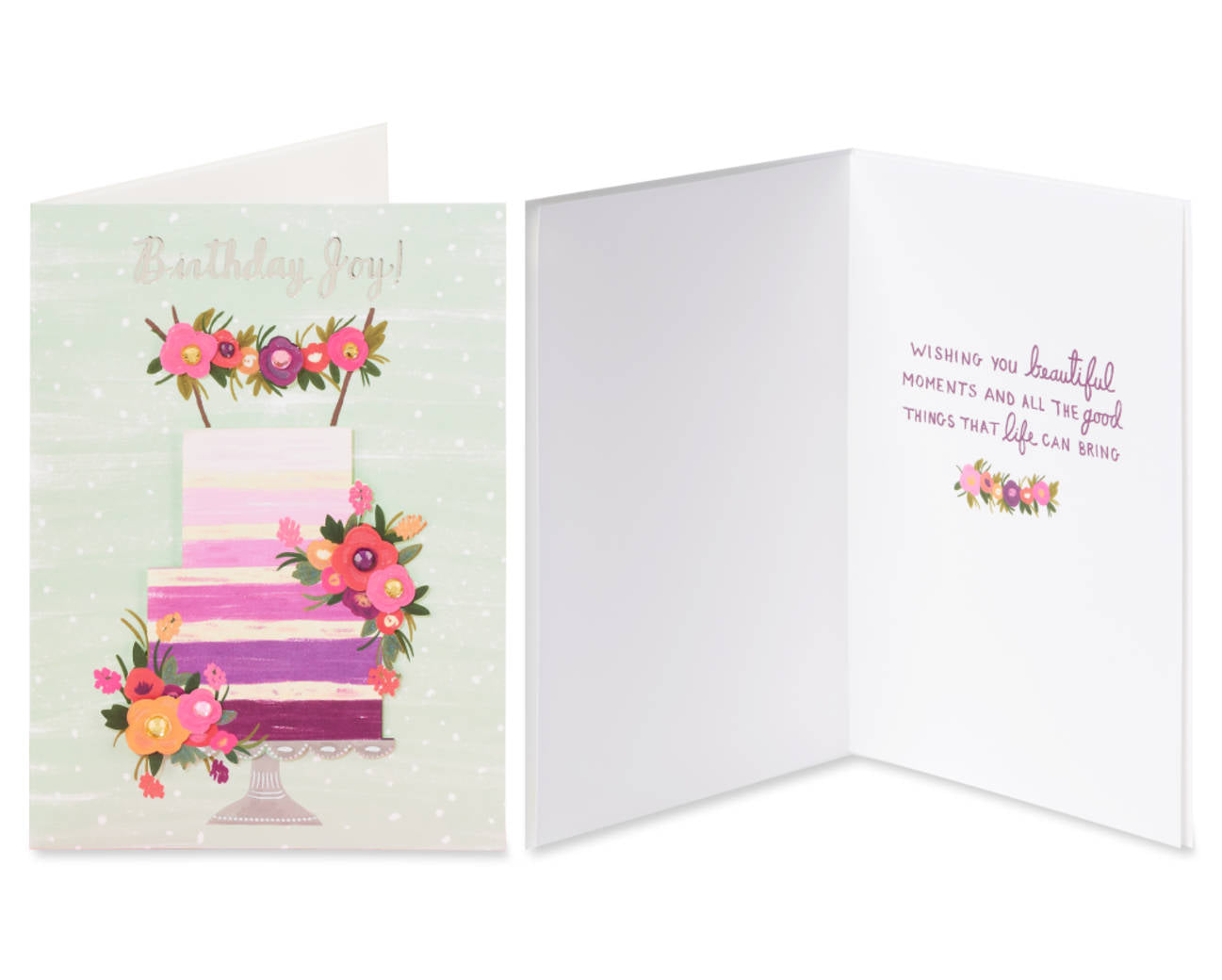 Papyrus - Purple Ombre Floral Cake Birthday Greeting Card