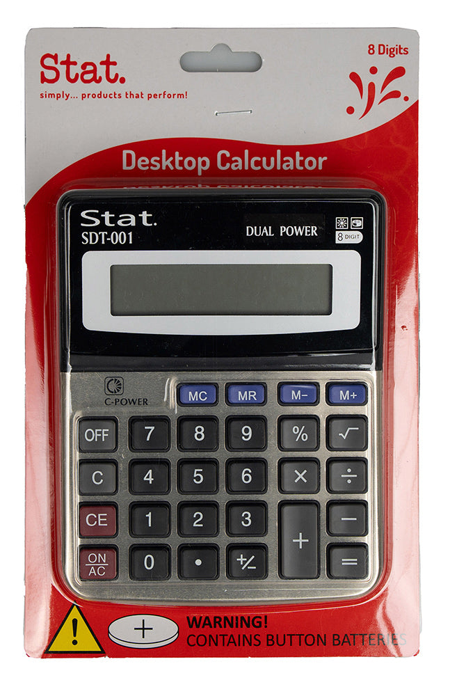 CALCULATOR STAT 8 DIGIT SDT001 SMALL DUAL POWER INC - BATTERY