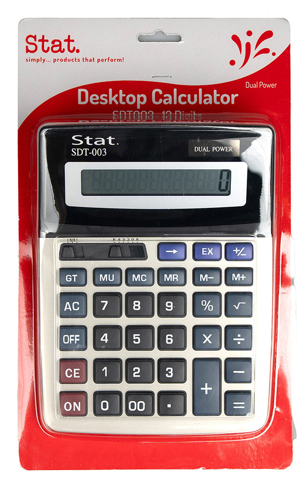 CALCULATOR STAT 12 DIGIT SDT003 LARGE DUAL POWER