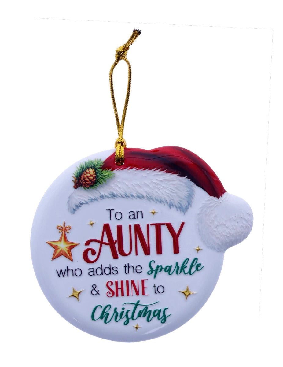 Family Friends House Christmas Sentiments Hanging Ceramic Plaque