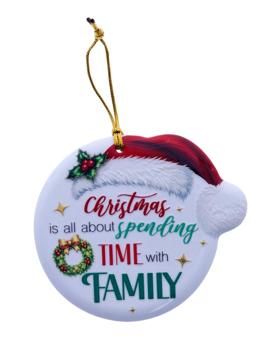 Family Friends House Christmas Sentiments Hanging Ceramic Plaque