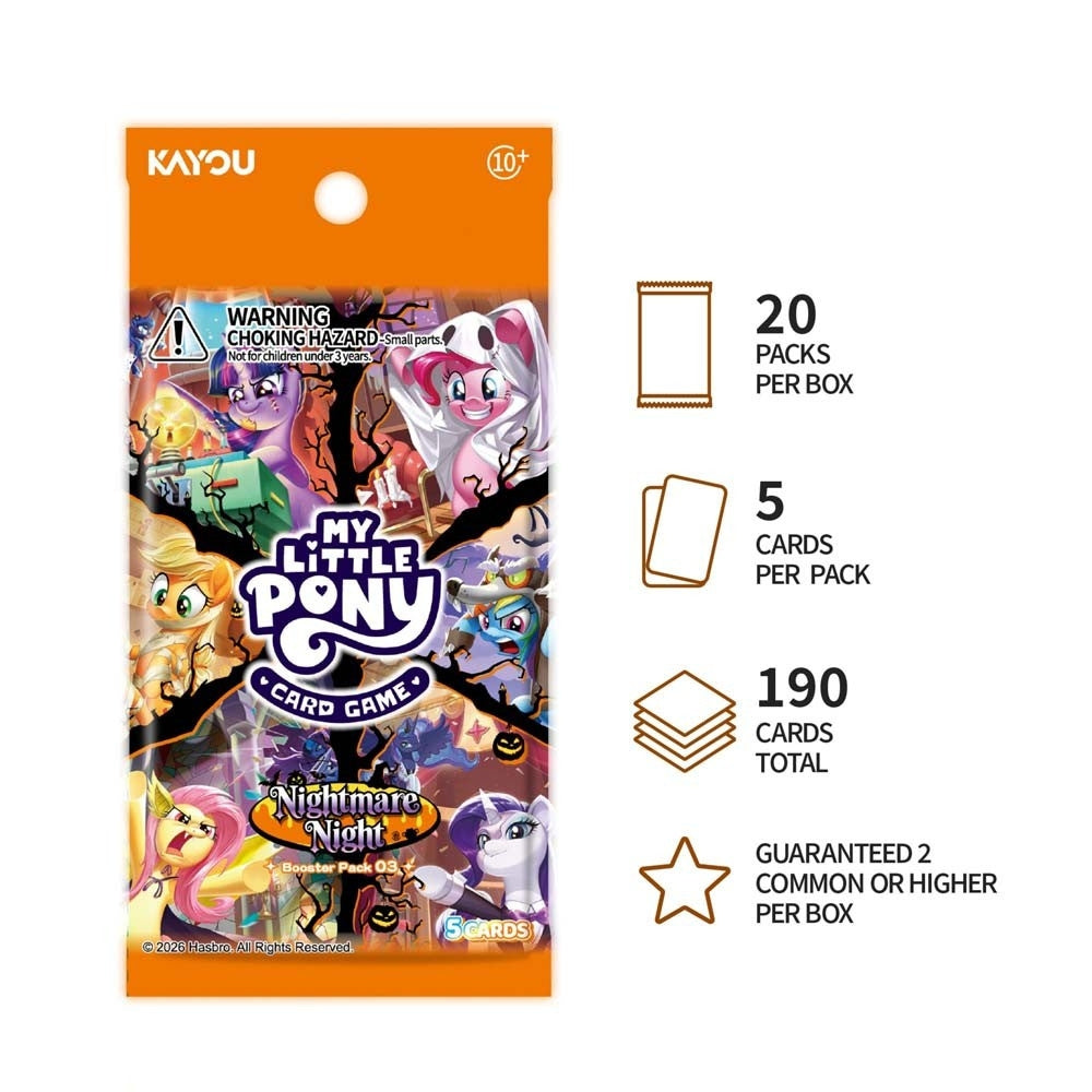 Reverse of the Kayou My Little Pony Nightmare Night booster pack with product and safety information