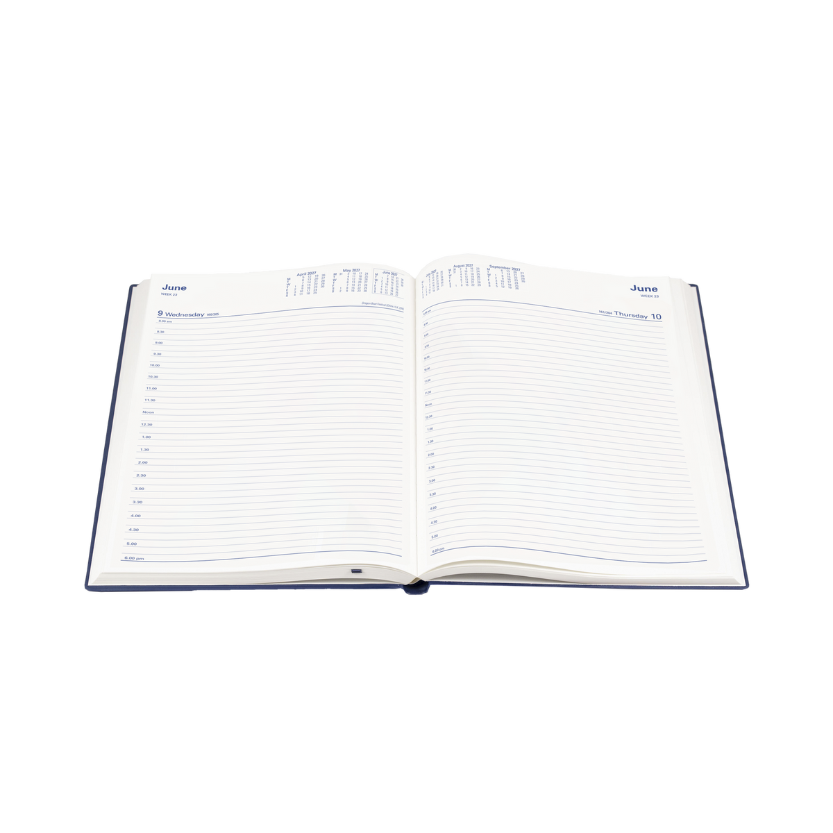 Collins Belmont 2027 A4 Day to Page Desk Diary - Black PVC Cover front angle view