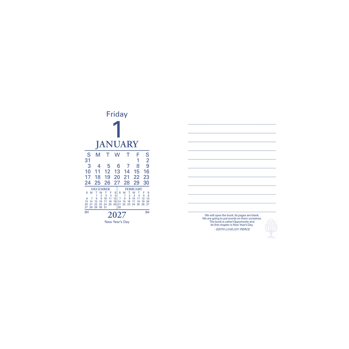 Collins 2027 Desktop Calendar Refill Top Punch DCRT-27