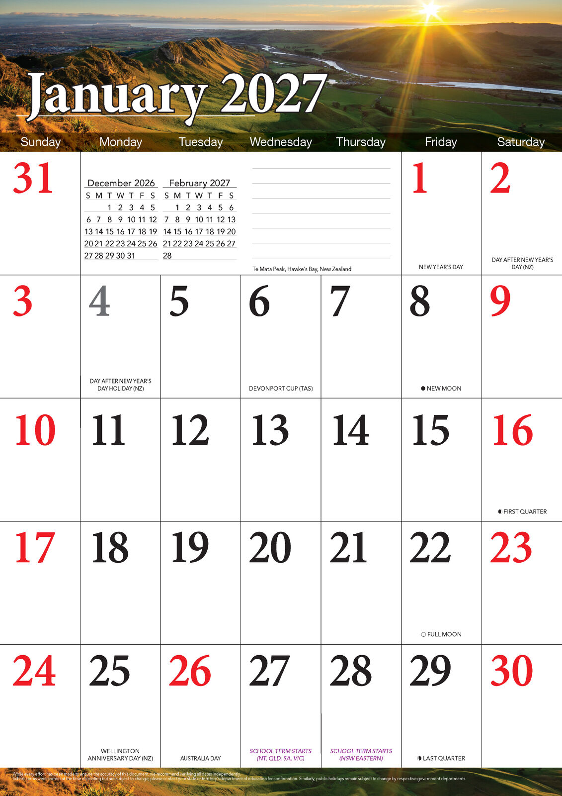 2027 Bartel Big Print Big Grid Wall Calendar displayed on kitchen wall