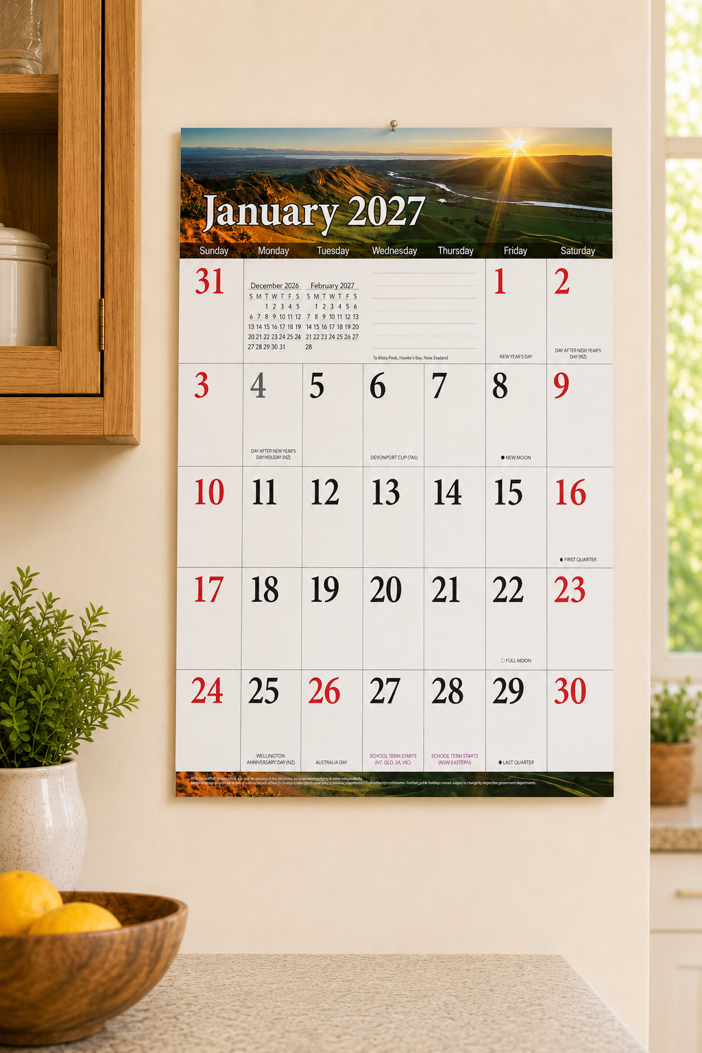 2027 Bartel Big Print Big Grid Wall Calendar - January 2027 detailed month grid view