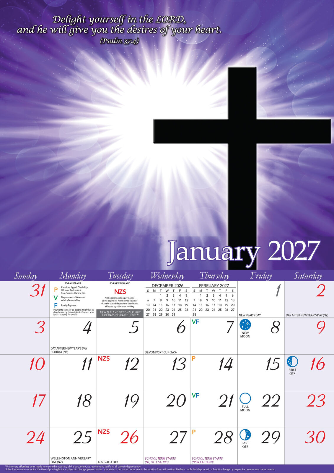 2027 Bartel His Word Wall Calendar - back cover showing all 13 monthly landscape and scripture images