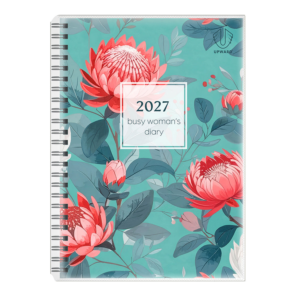 2027 Upward Busy Woman's A5 Week to an Opening Wiro-Bound Diary, A5 Week To View 2027 Diary