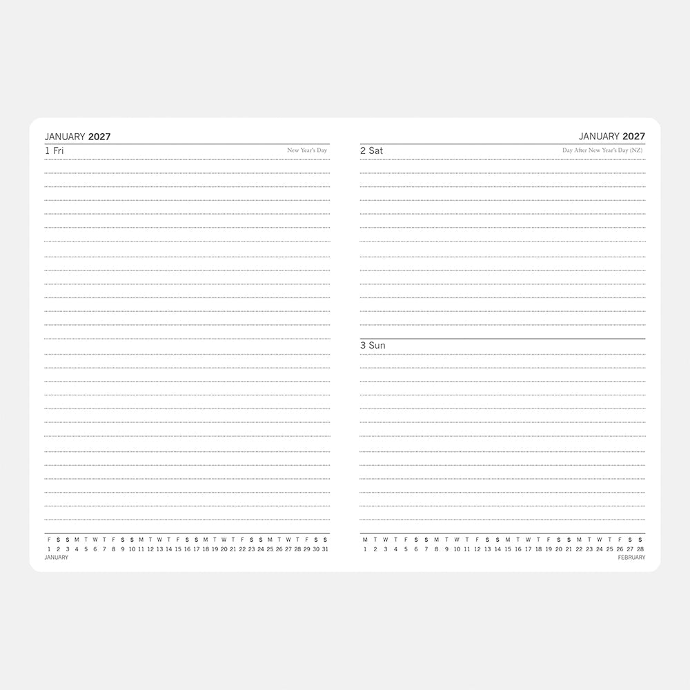 2027 A5 Liberty Diary – personal details and calendar pages