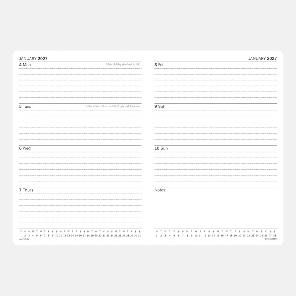 2027 A5 Klimt Diary – week to view spread