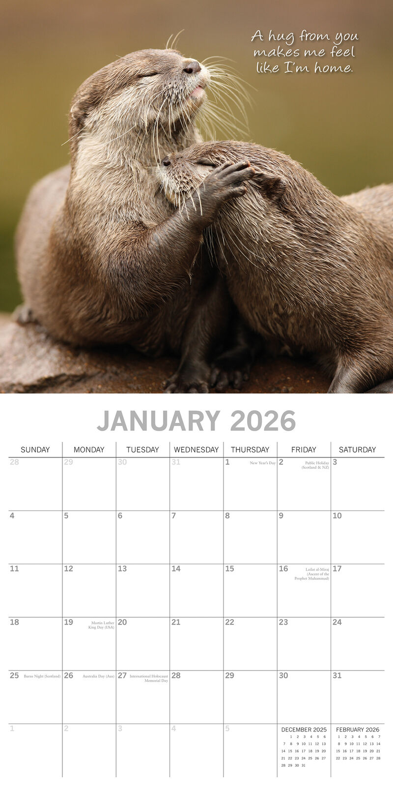 Hugs 2026 Square Wall Calendar | Eco-Friendly Gift – The Gifted Stationery Co. (GSC26100)