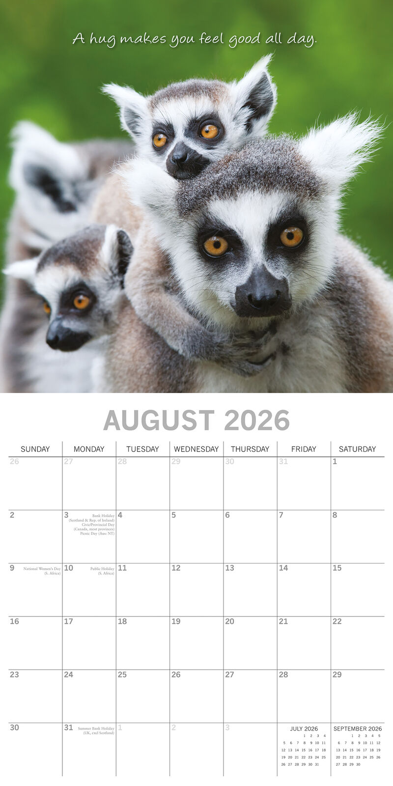 Hugs 2026 Square Wall Calendar | Eco-Friendly Gift – The Gifted Stationery Co. (GSC26100)