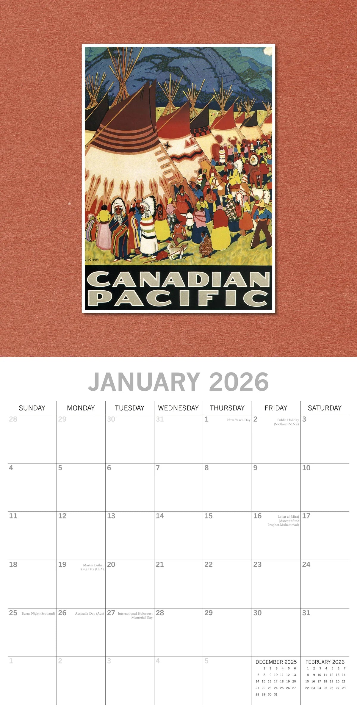 2026 Vintage Travel Posters Square Wall Calendar | The Gifted Stationery Co. (GSC26167)