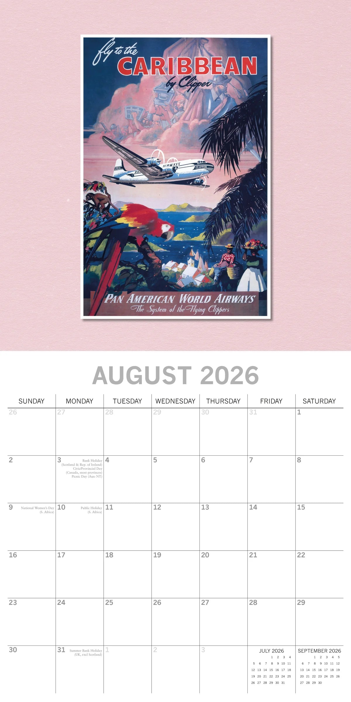 2026 Vintage Travel Posters Square Wall Calendar | The Gifted Stationery Co. (GSC26167)