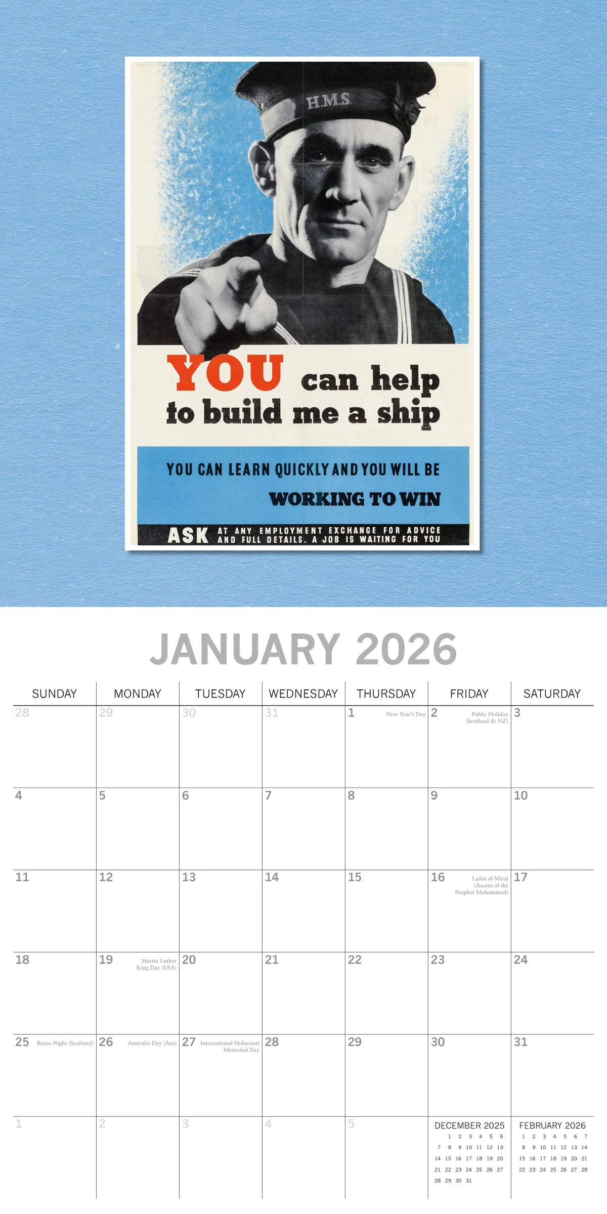 2026 World War Posters Square Wall Calendar | The Gifted Stationery Co. (GSC26169)
