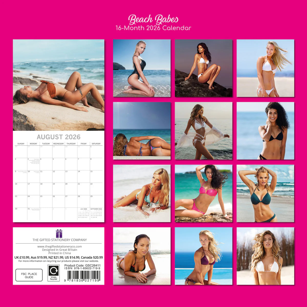 2026 Beach Babes Square Wall Calendar – 16-Month | The Gifted Stationery Co. (GSC26411)