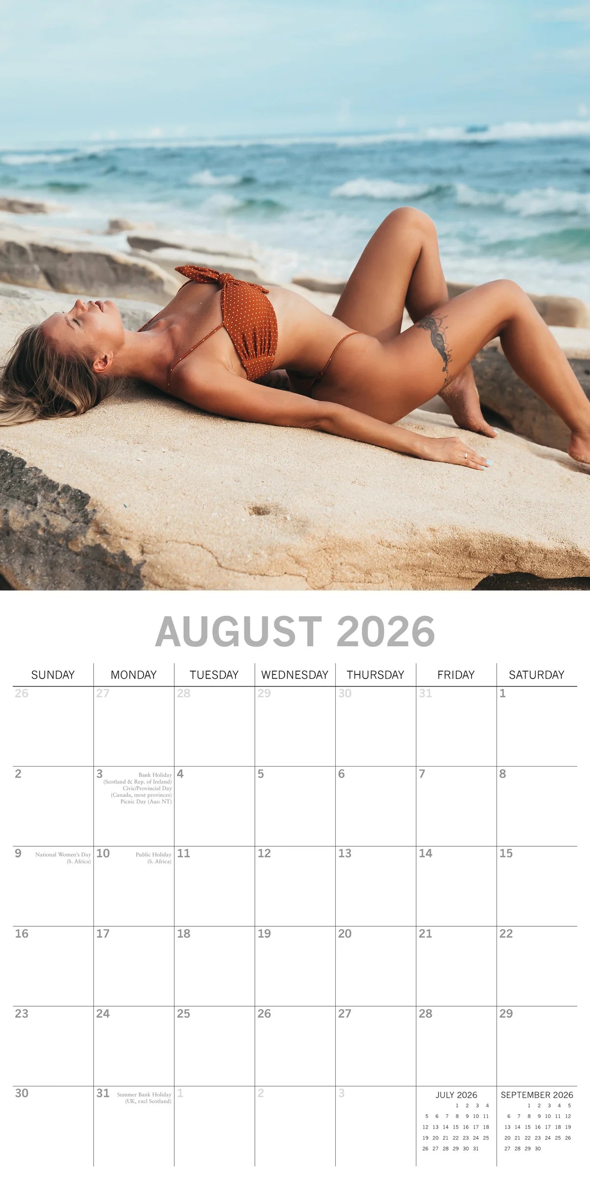 2026 Beach Babes Square Wall Calendar – 16-Month | The Gifted Stationery Co. (GSC26411)