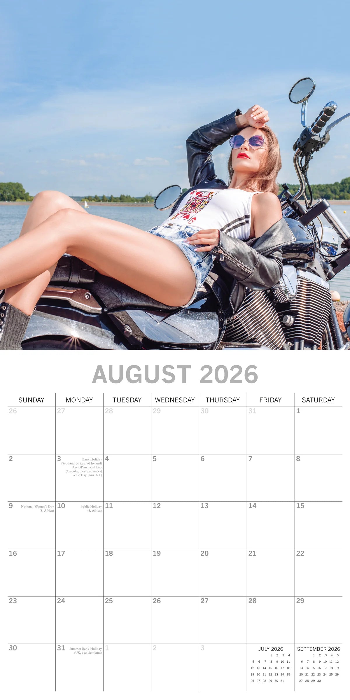 2026 Biker Babes Square Wall Calendar – 16-Month, Large Date Grid | The Gifted Stationery Co. (GSC26412)