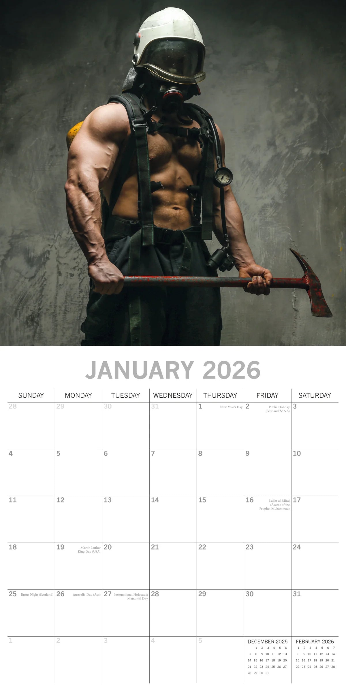 2026 Firefighters Square Wall Calendar – 16-Month, Large Date Grid | The Gifted Stationery Co. (GSC26413)