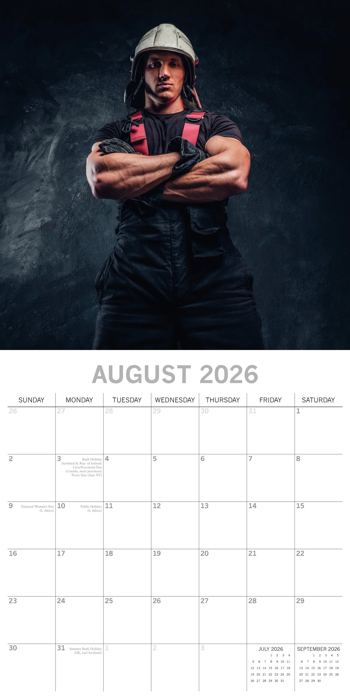 2026 Firefighters Square Wall Calendar – 16-Month, Large Date Grid | The Gifted Stationery Co. (GSC26413)