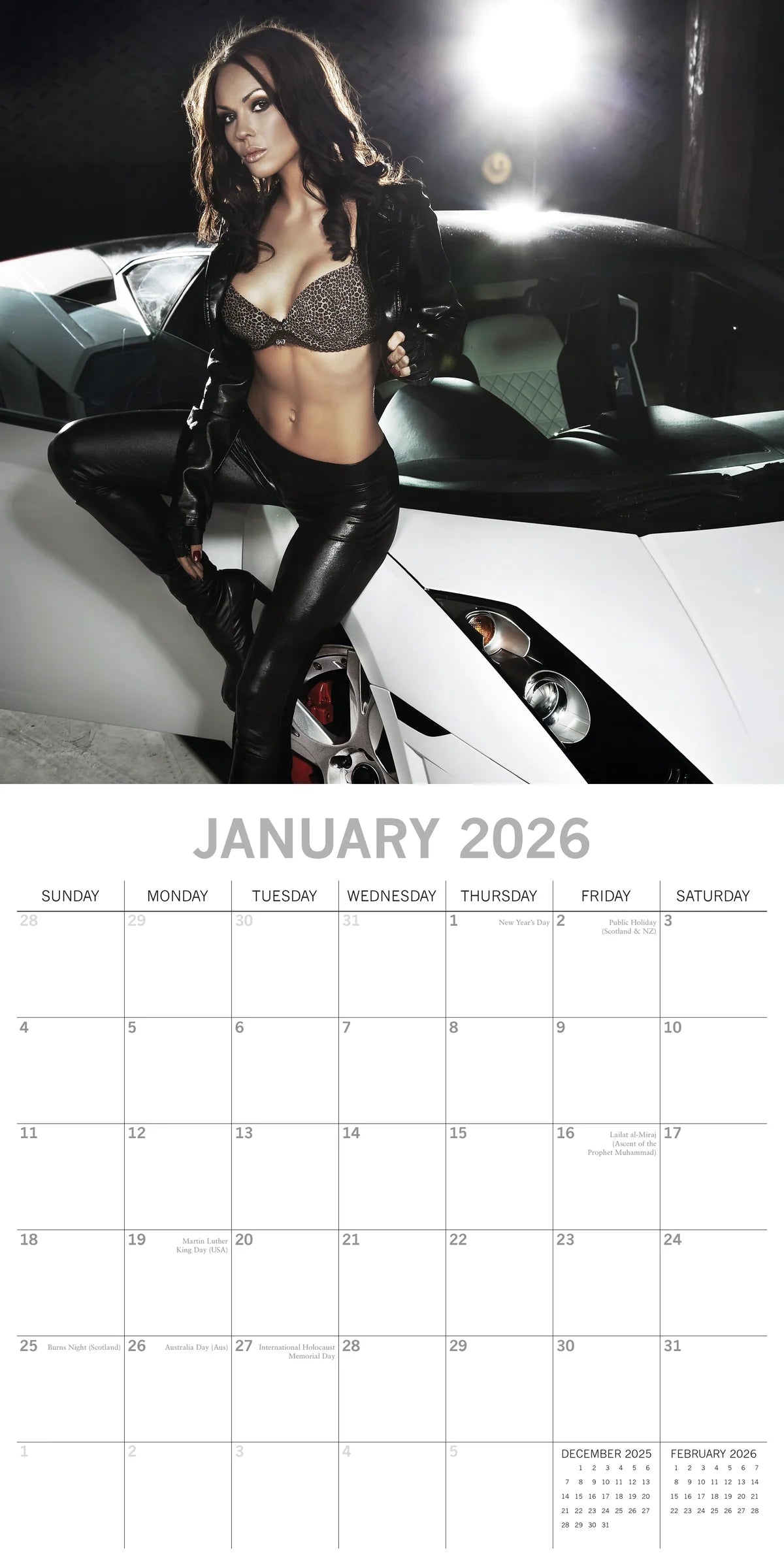 2026 Girls & Cars Square Wall Calendar – 16-Month | The Gifted Stationery Co. (GSC26414)