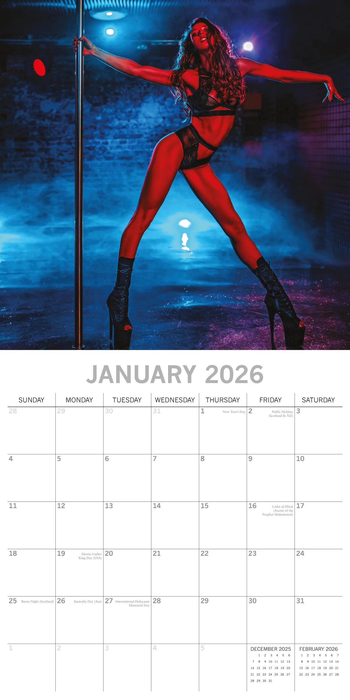 2026 Pole Dancers Square Wall Calendar – 16-Month | The Gifted Stationery Co. (GSC26418)