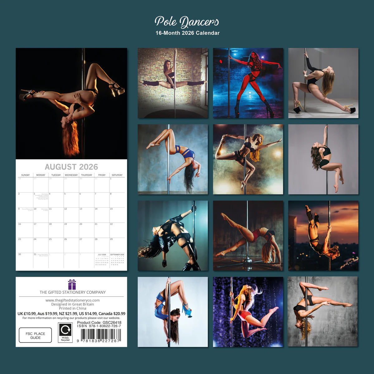 2026 Pole Dancers Square Wall Calendar – 16-Month | The Gifted Stationery Co. (GSC26418)