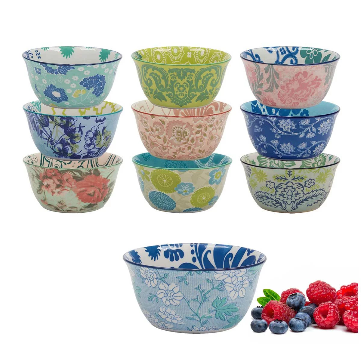 Certified International Provence Stoneware Bowls 10 Piece Set Soup Snack Dessert Bowls