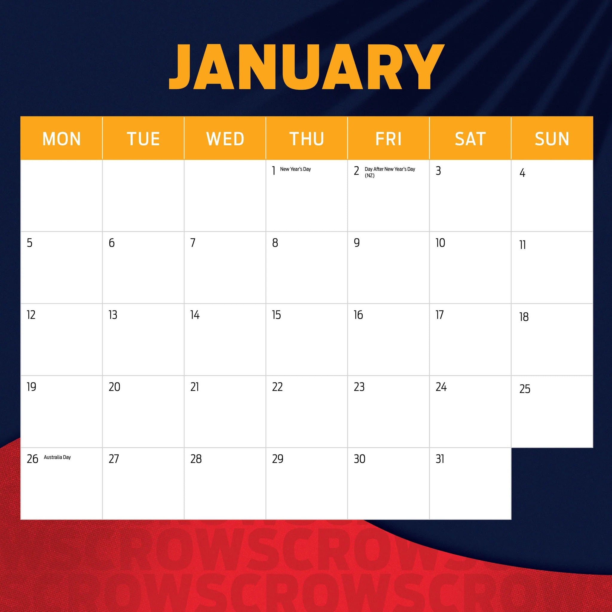Paper Pocket AFL Adelaide Crows 2026 Calendar