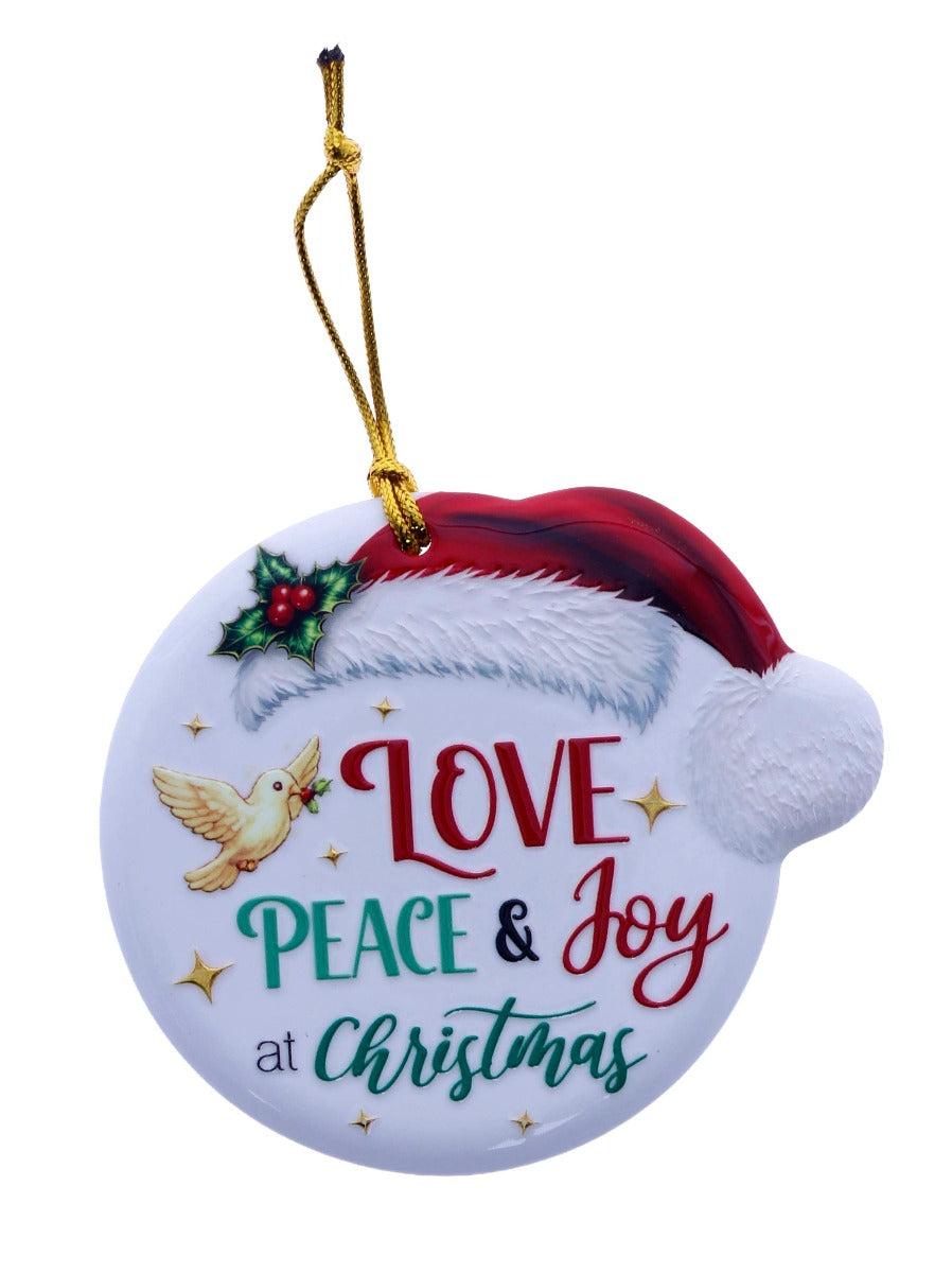 Family Friends House Christmas Sentiments Hanging Ceramic Plaque