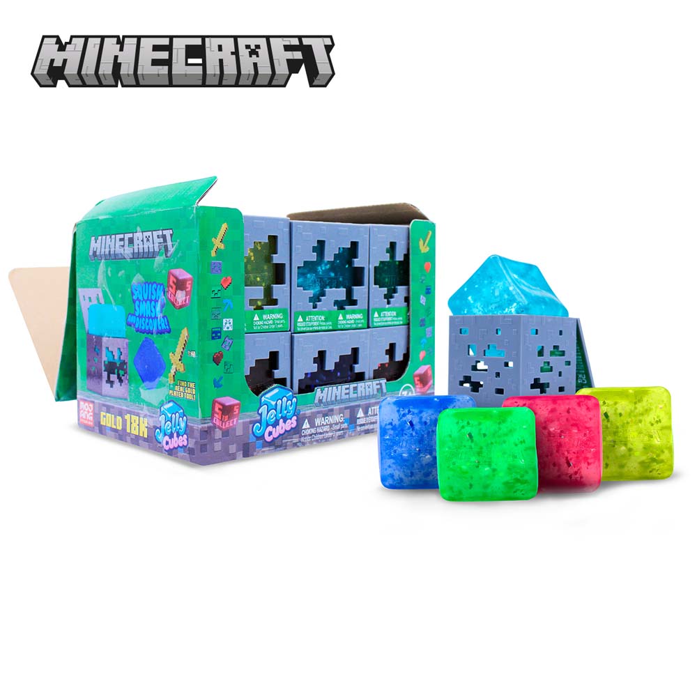 Minecraft Jelly Cubes retail packaging and display case