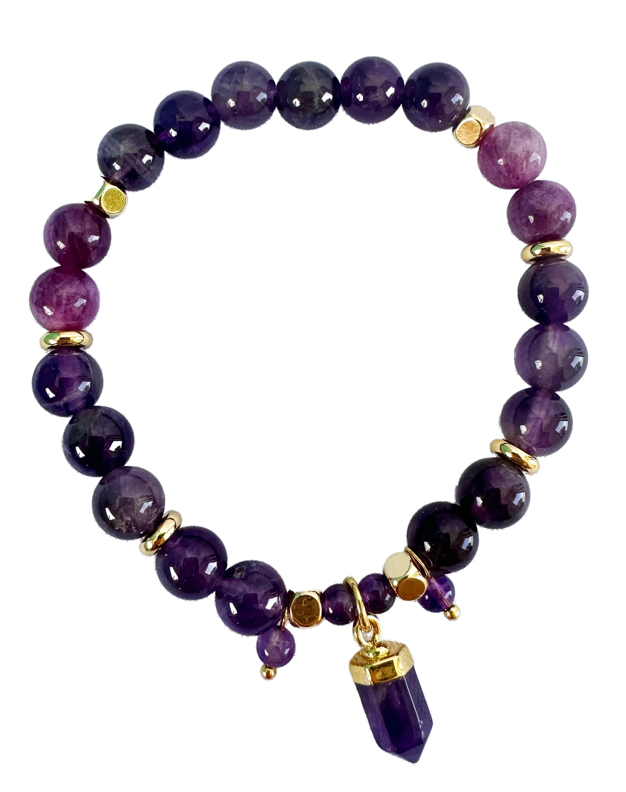 Amethyst Crystal Bracelet by Lisa Pollock - Art from the Heart -Protection Intuition Gift for her