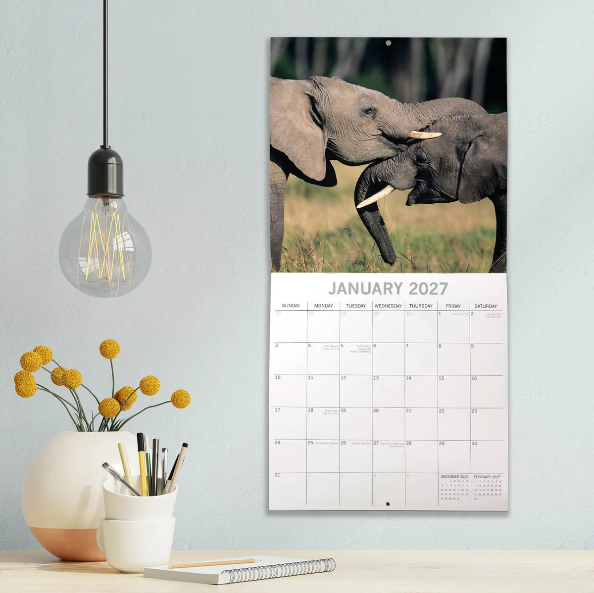 Elephants 2027 16-Month Wall Calendar
