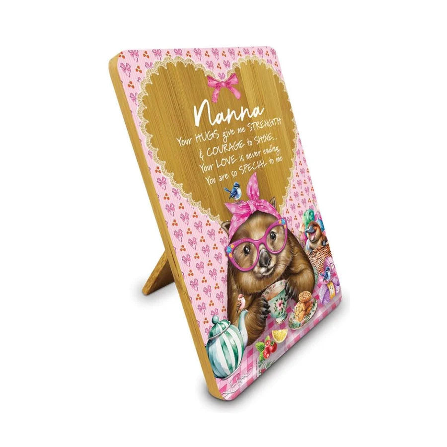 Lisa Pollock Bamboo Affirmation Plaque – Nanna – Wonda Wombat – Art from the Heart Gift