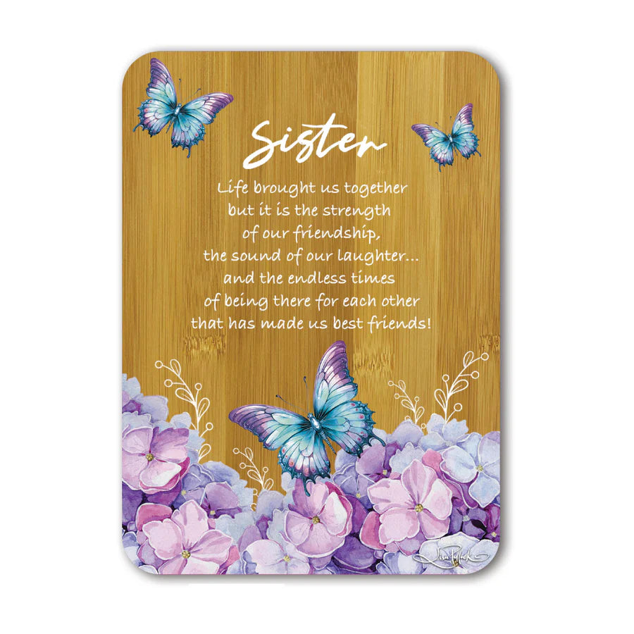Lisa Pollock Bamboo Affirmation Plaque – Sister – Butterfly Orchids – Art from the Heart Gift