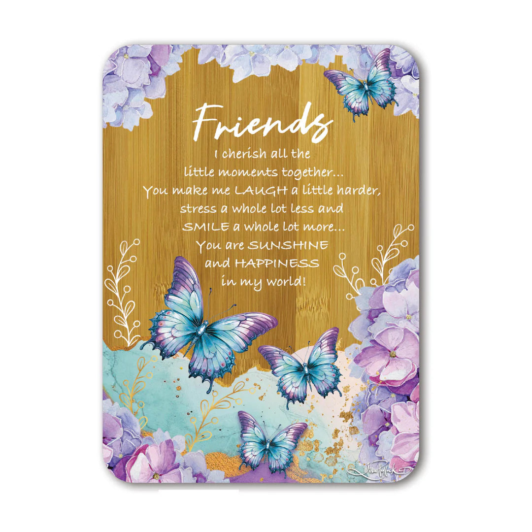 Lisa Pollock Bamboo Affirmation Plaque – Friends – Butterfly Orchids – Art from the Heart Gift