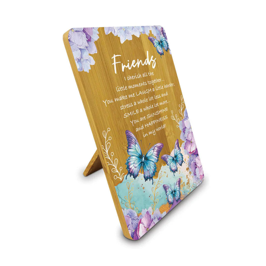 Lisa Pollock Bamboo Affirmation Plaque – Friends – Butterfly Orchids – Art from the Heart Gift