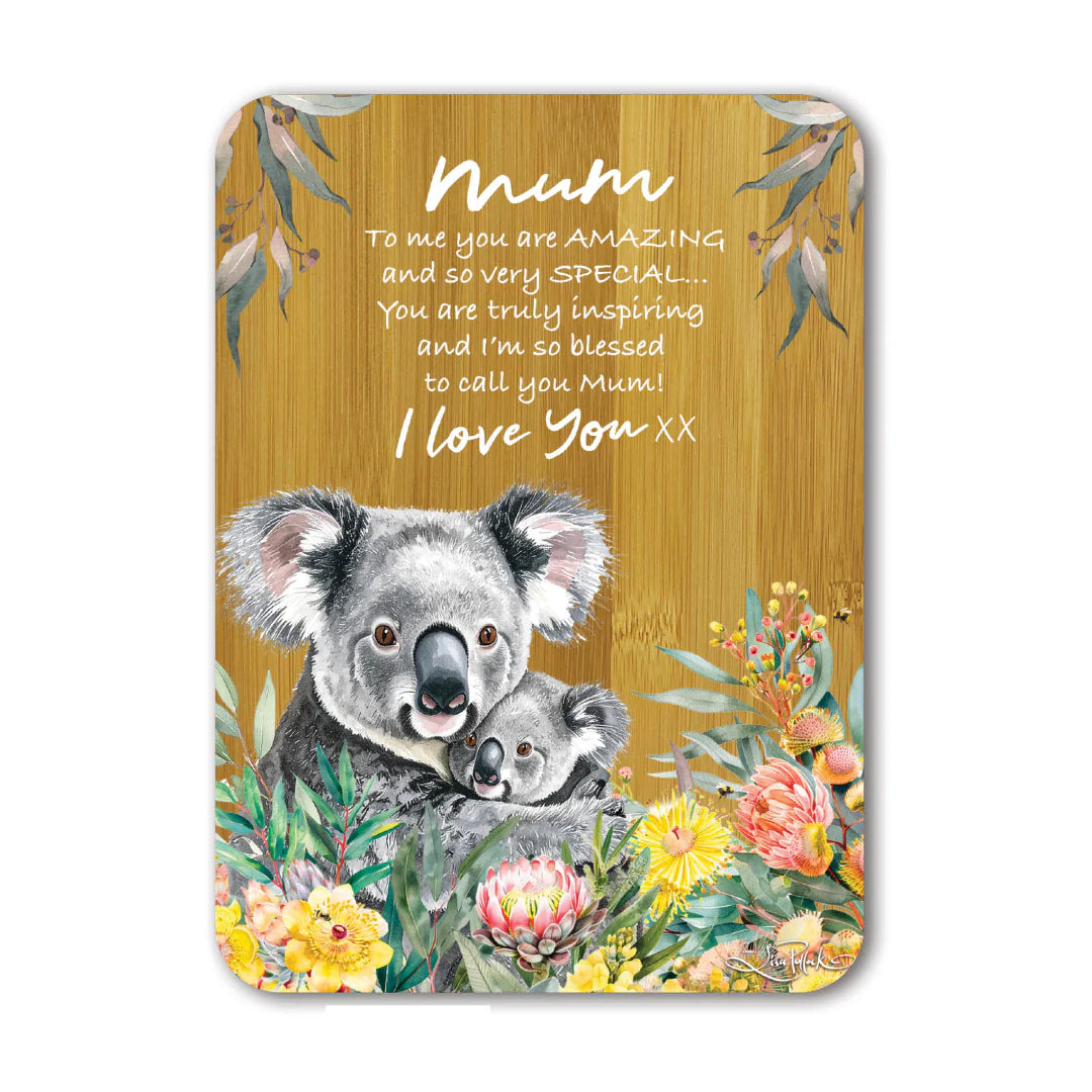 Lisa Pollock Bamboo Affirmation Plaque – Mother & Daughter – Koala Cuddles – Art from the Heart Gift