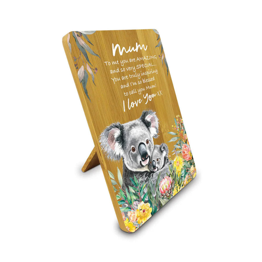 Lisa Pollock Bamboo Affirmation Plaque – Mother & Daughter – Koala Cuddles – Art from the Heart Gift