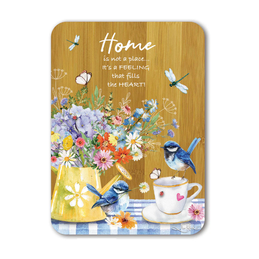 Lisa Pollock Bamboo Affirmation Plaque – Home – Teatime Wrens – Art from the Heart Gift
