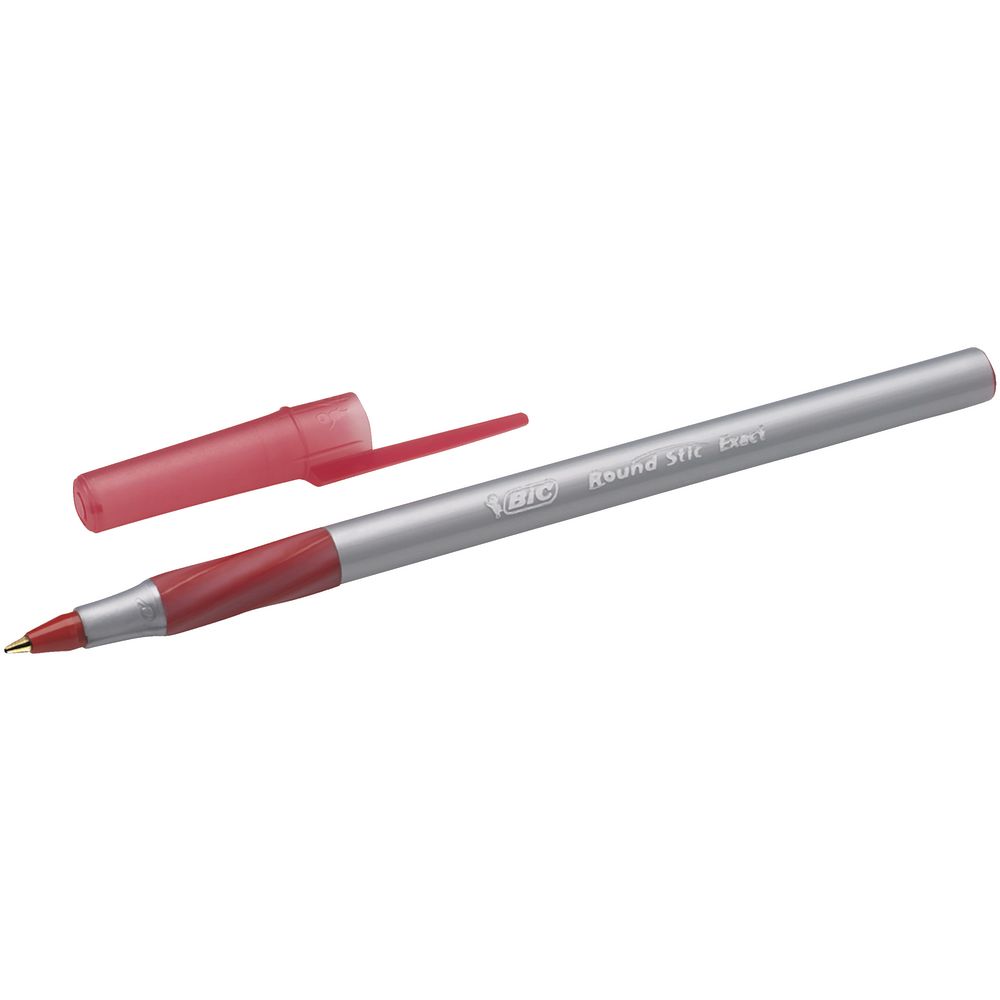 BIC Round Stic Comfort Grip Ballpoint Pens 10 Pack (3 Black, 4 Blue, 2 Red)