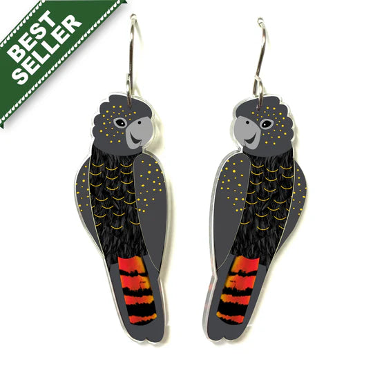 Black Cockatoo Earrings by Smyle Designs