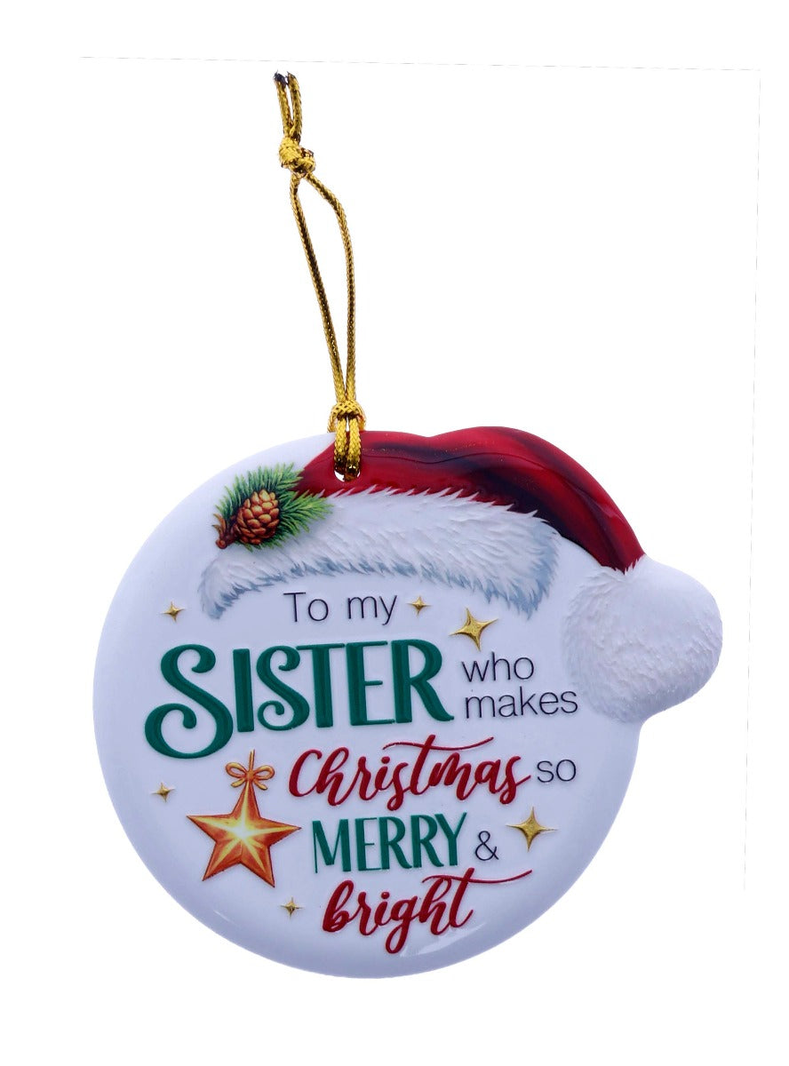 Family Friends House Christmas Sentiments Hanging Ceramic Plaque