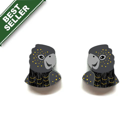 Black Cockatoo Studs by Smyle Designs