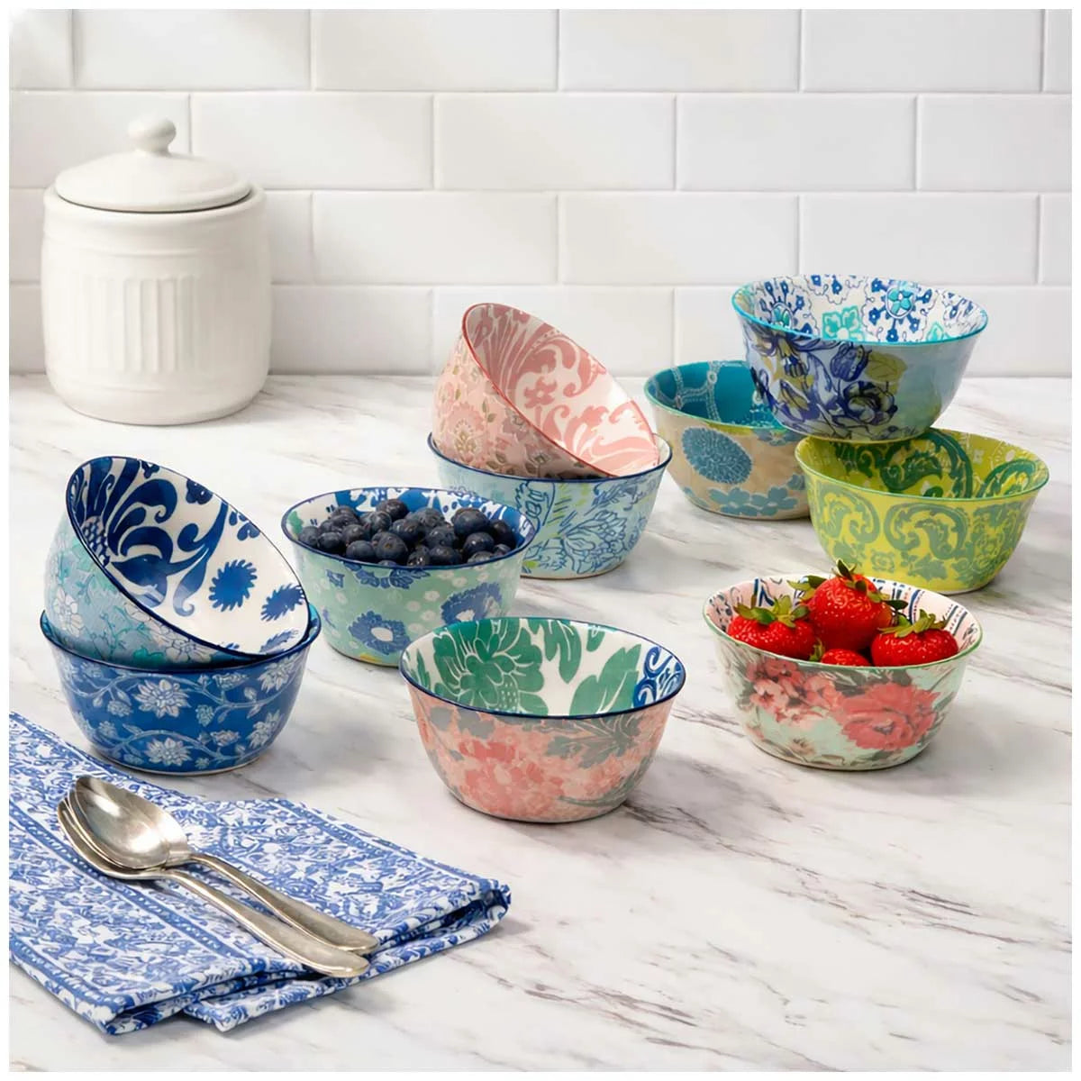 Certified International Provence Stoneware Bowls 10 Piece Set Soup Snack Dessert Bowls
