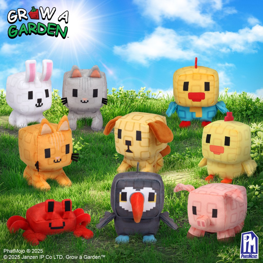 Grow a Garden Series 1 plush characters shown together