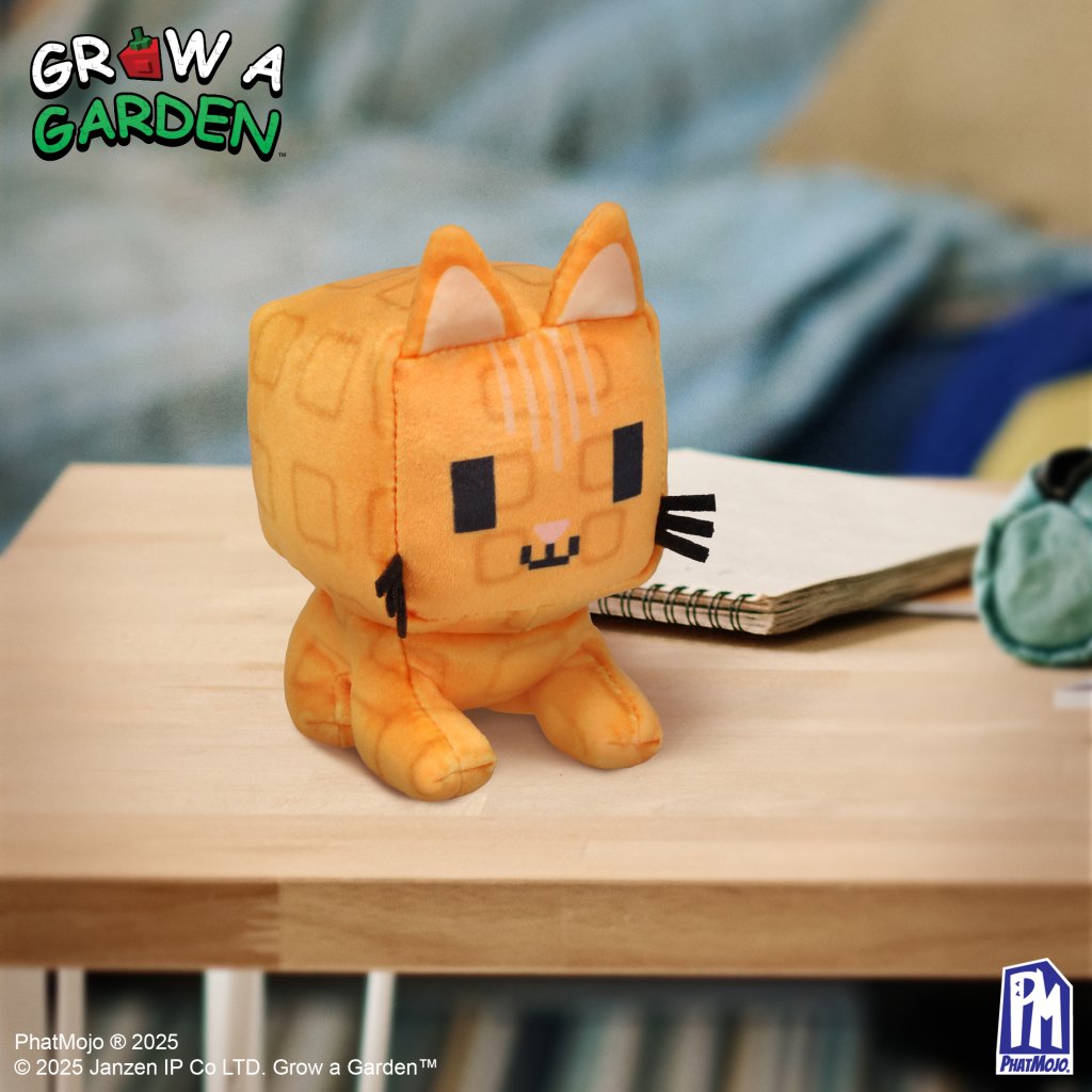Orange Tabby Grow a Garden plush on a table