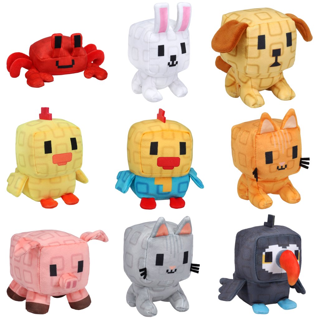 Three-quarter views of assorted Grow a Garden pet plush characters