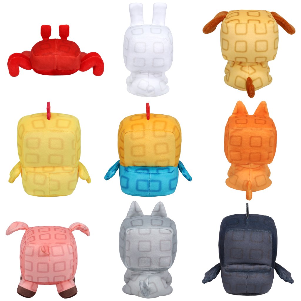 Back views of assorted Grow a Garden pet plush characters