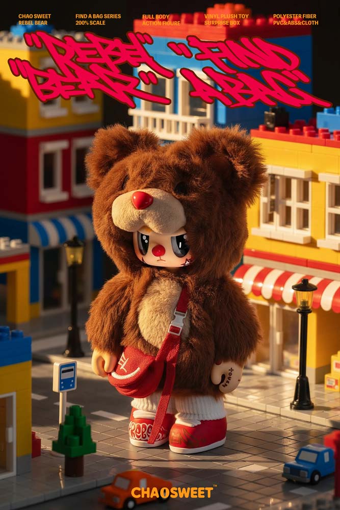Pre-Order Rebel Bear Mystery Plush Collectible - Movable Bag Series (Full Box Unopened)